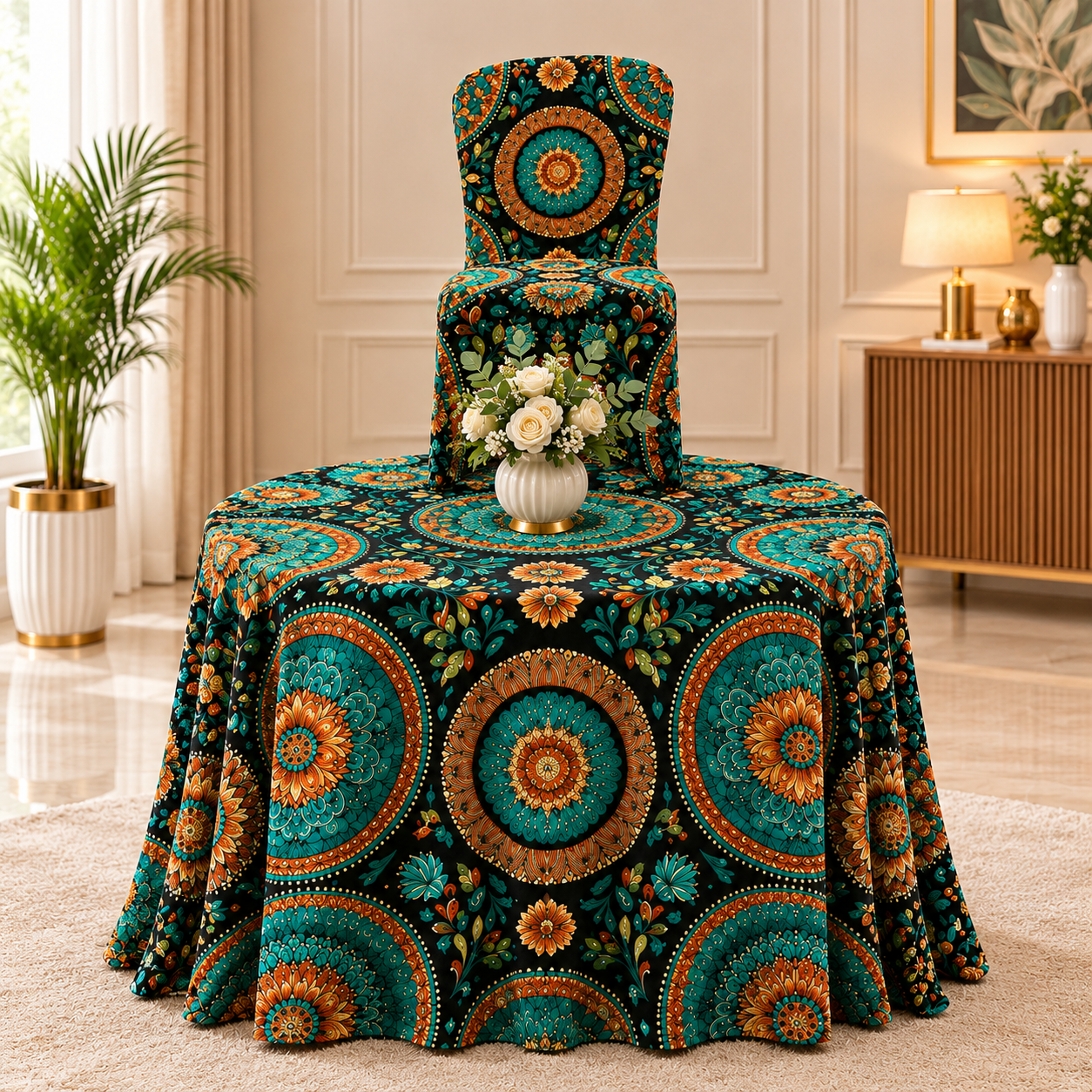 Bohemian Mandala Table And Chair Ensemble