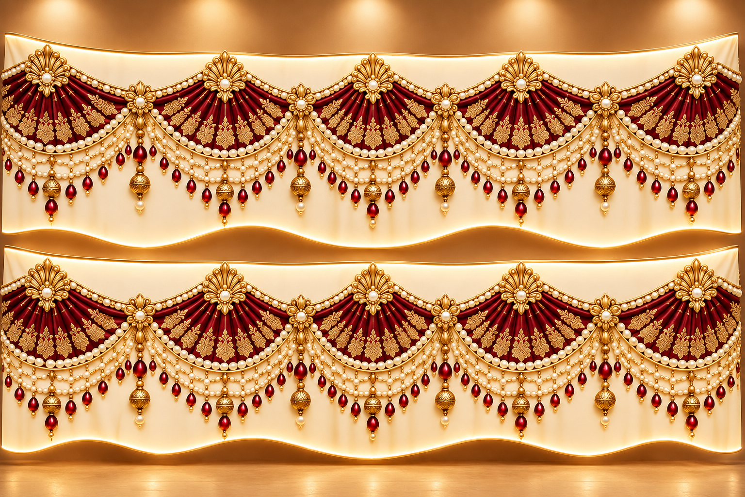 Burgundy And Gold Ornate Wedding Valances