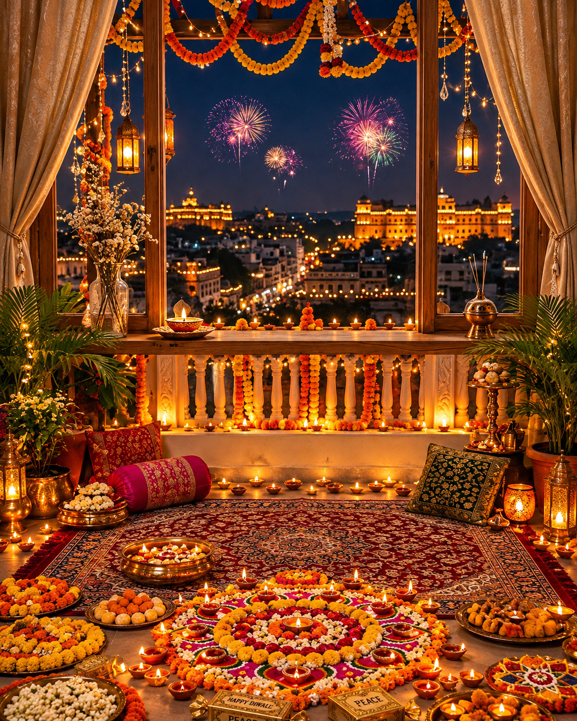 Candlelit Diwali Celebration By Fireworks