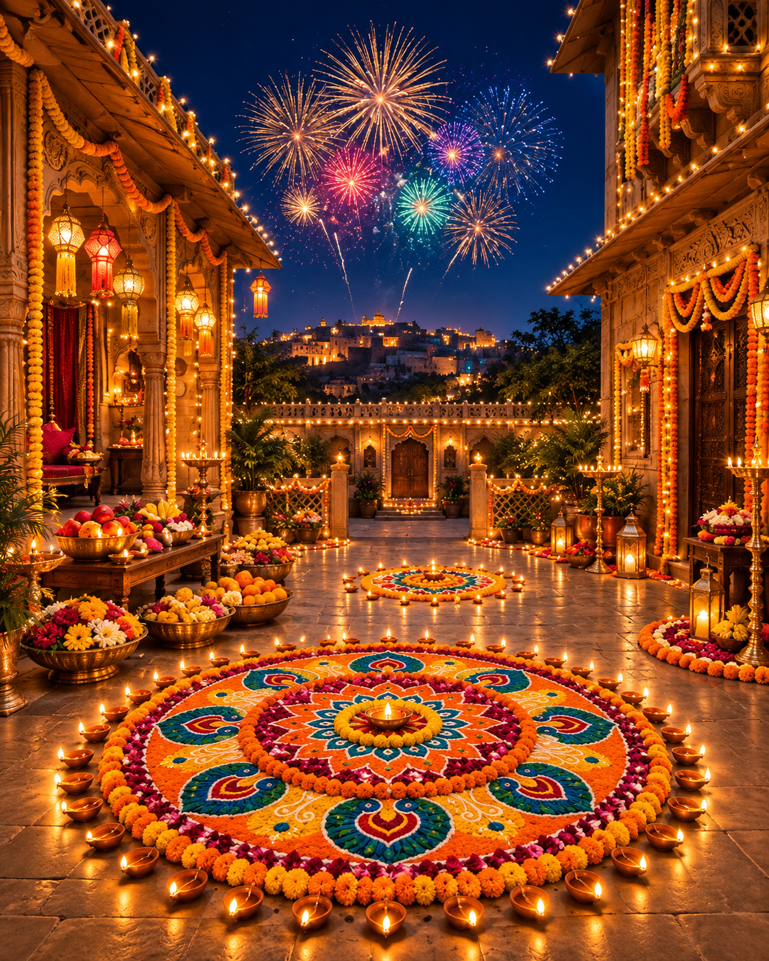 Diwali Haveli Courtyard Of Lights