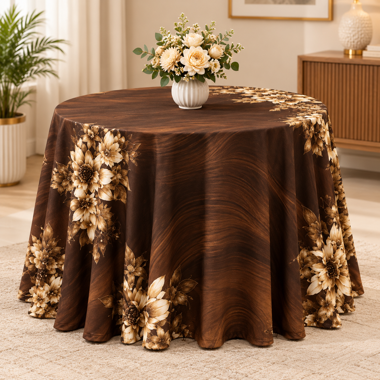 Elegant Floral Tablecloth Centerpiece