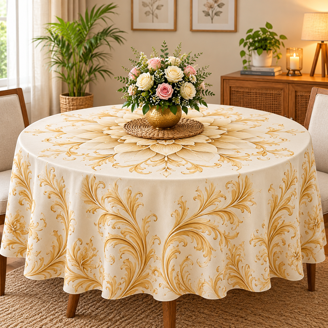 Elegant Gold Patterned Dining Table