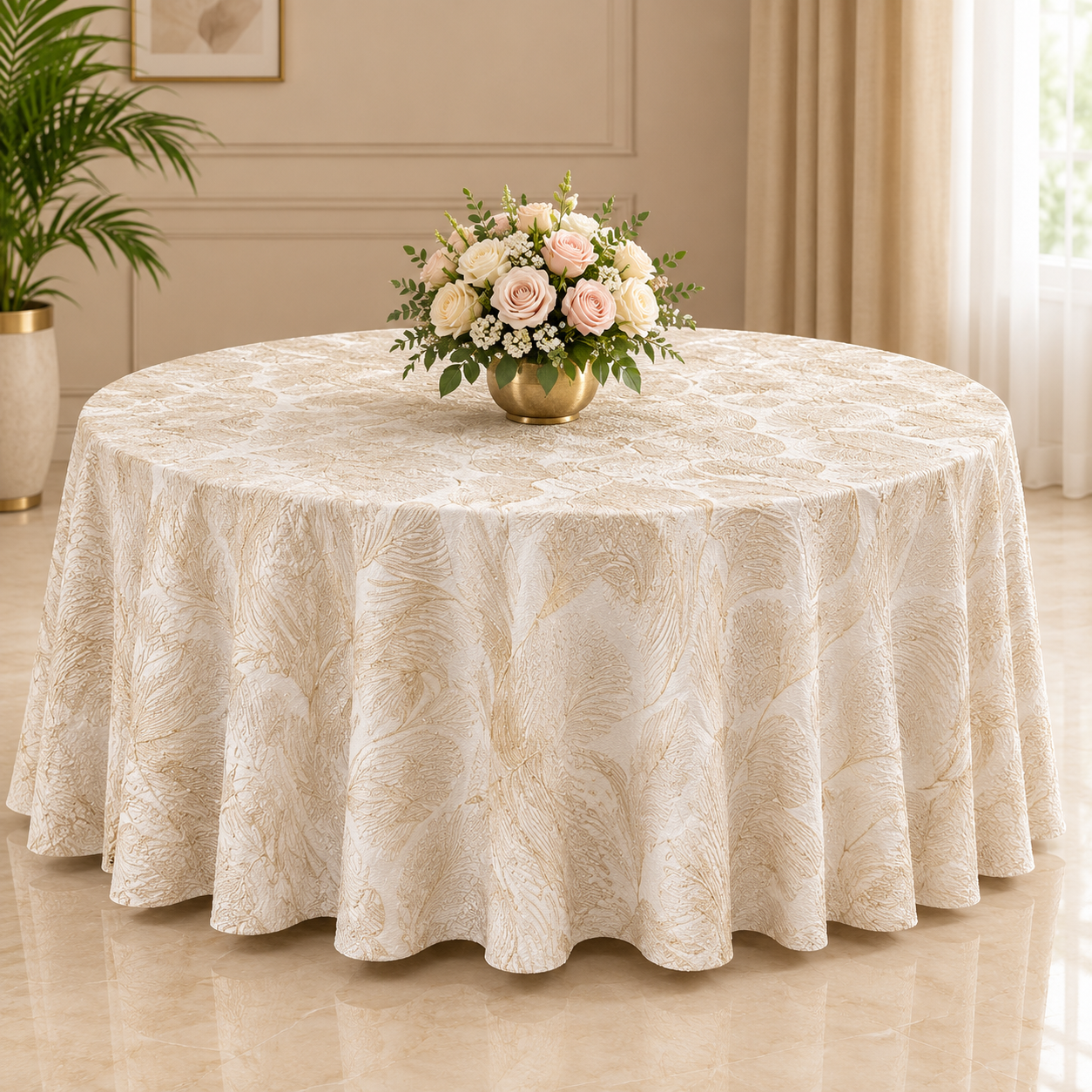 Elegant Ivory Table With Floral Centerpiece