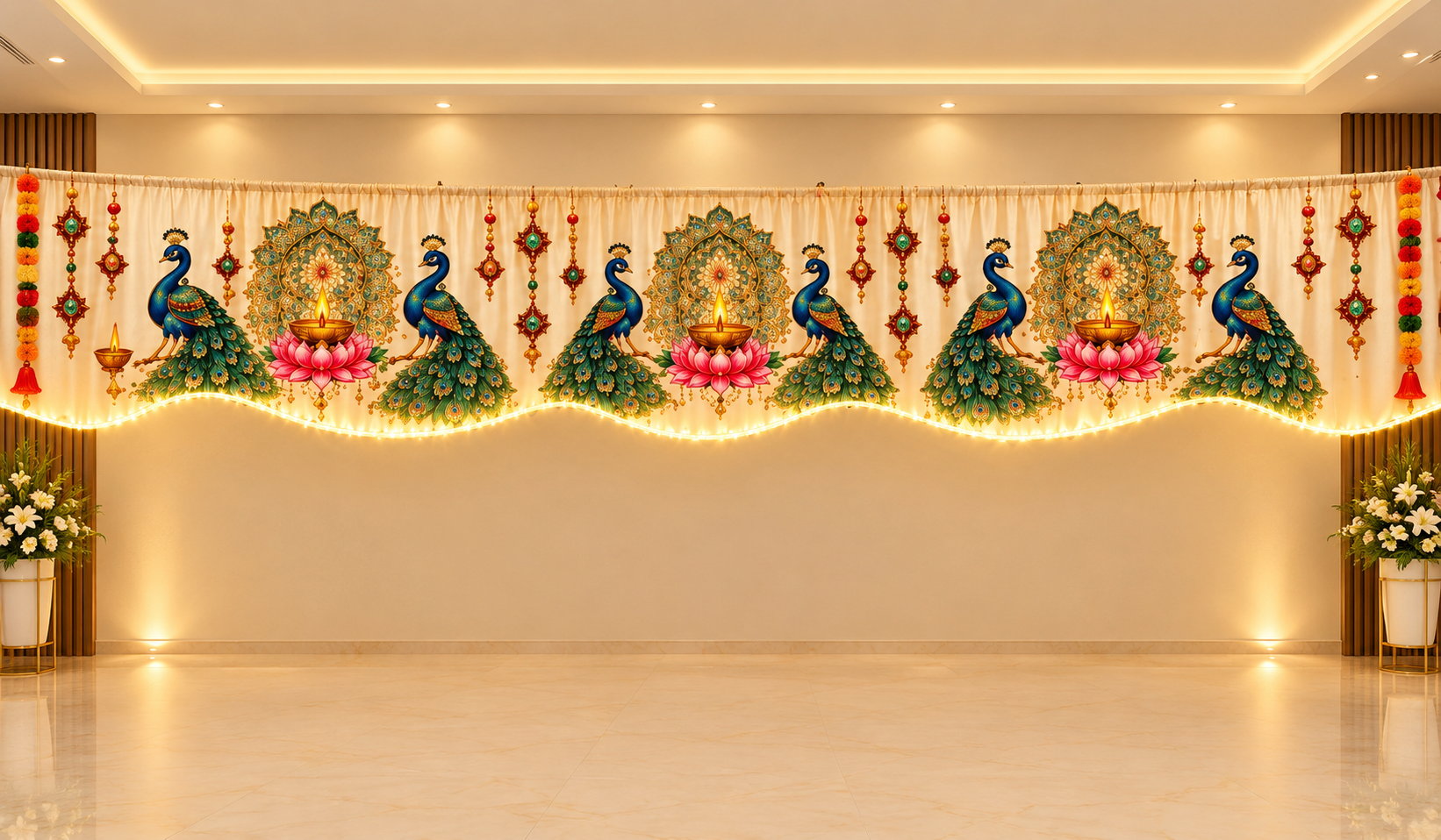 Elegant Peacock Lotus Ceremony Backdrop