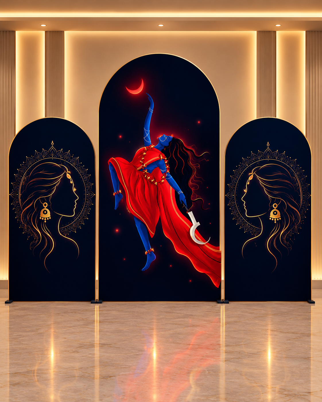 Elegant Triptych Gallery With Mythic Art