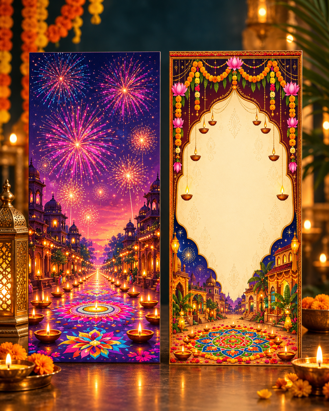 Festive Diwali Posters And Diyas 2