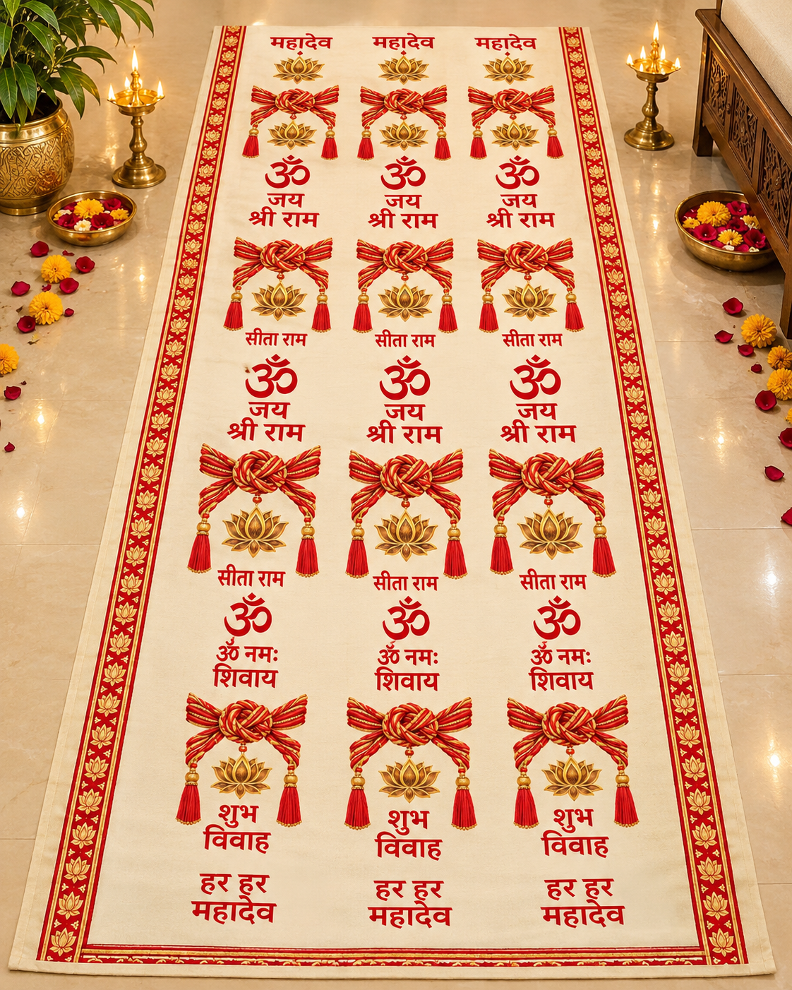 Festive Mahadev Pooja Textile Backdrop