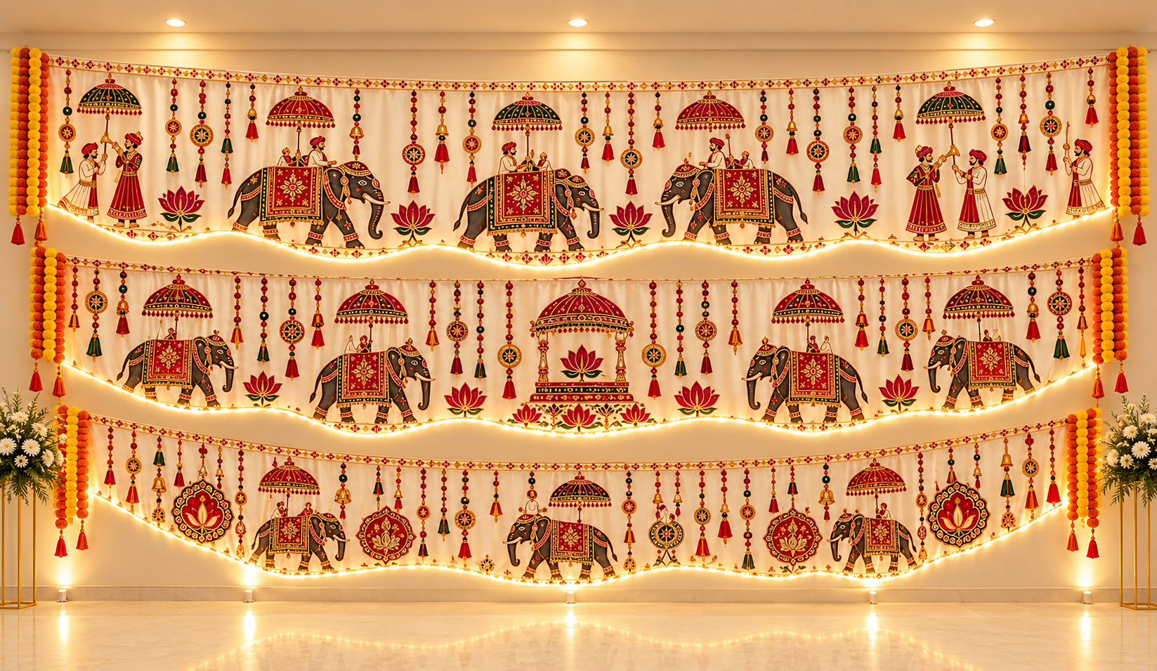 Festive Rajasthani Elephant Wedding Backdrop