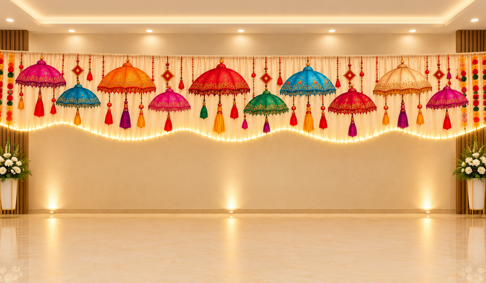 Festive Umbrella Curtain Banquet Hall