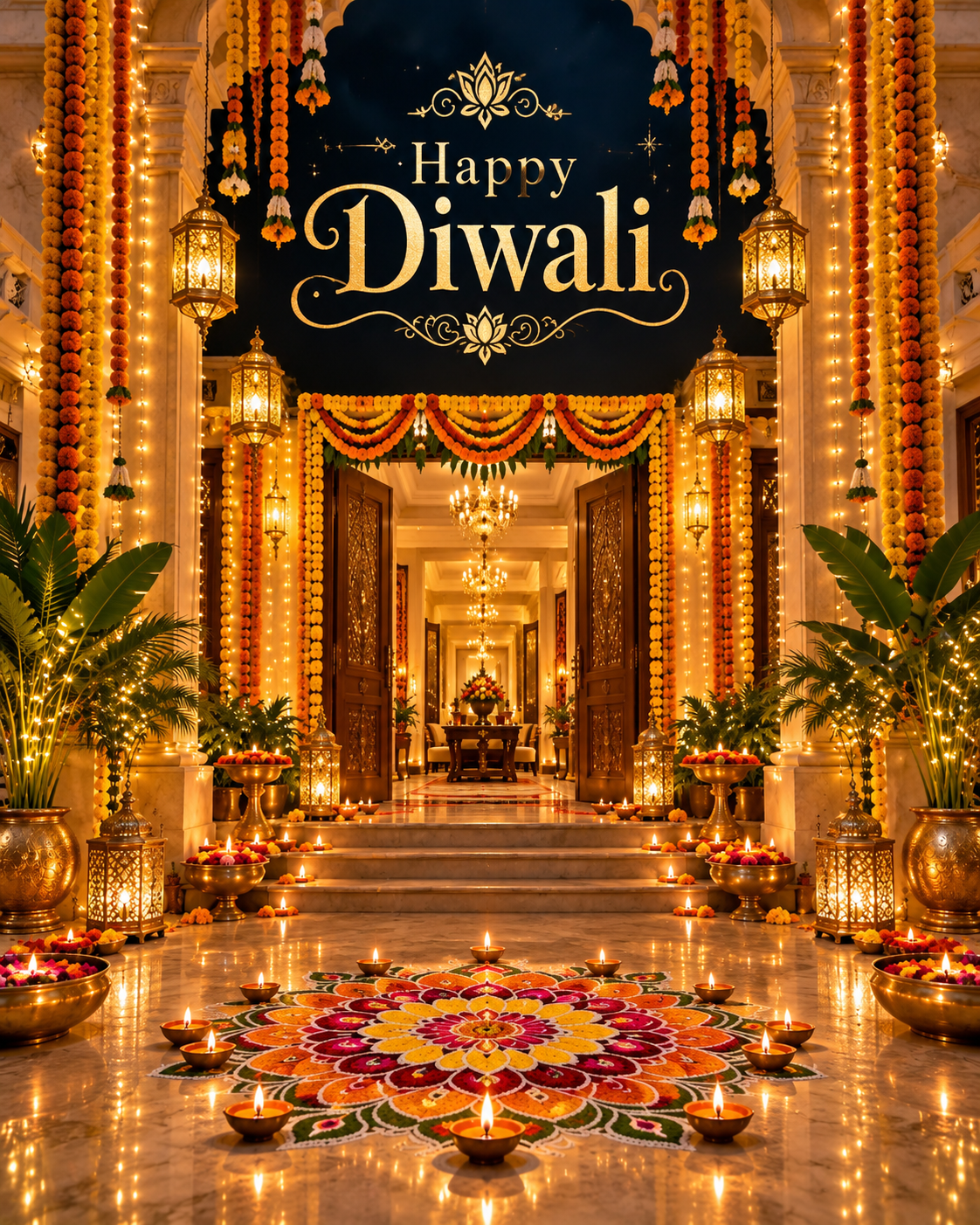 Golden Diwali Palace Entrance