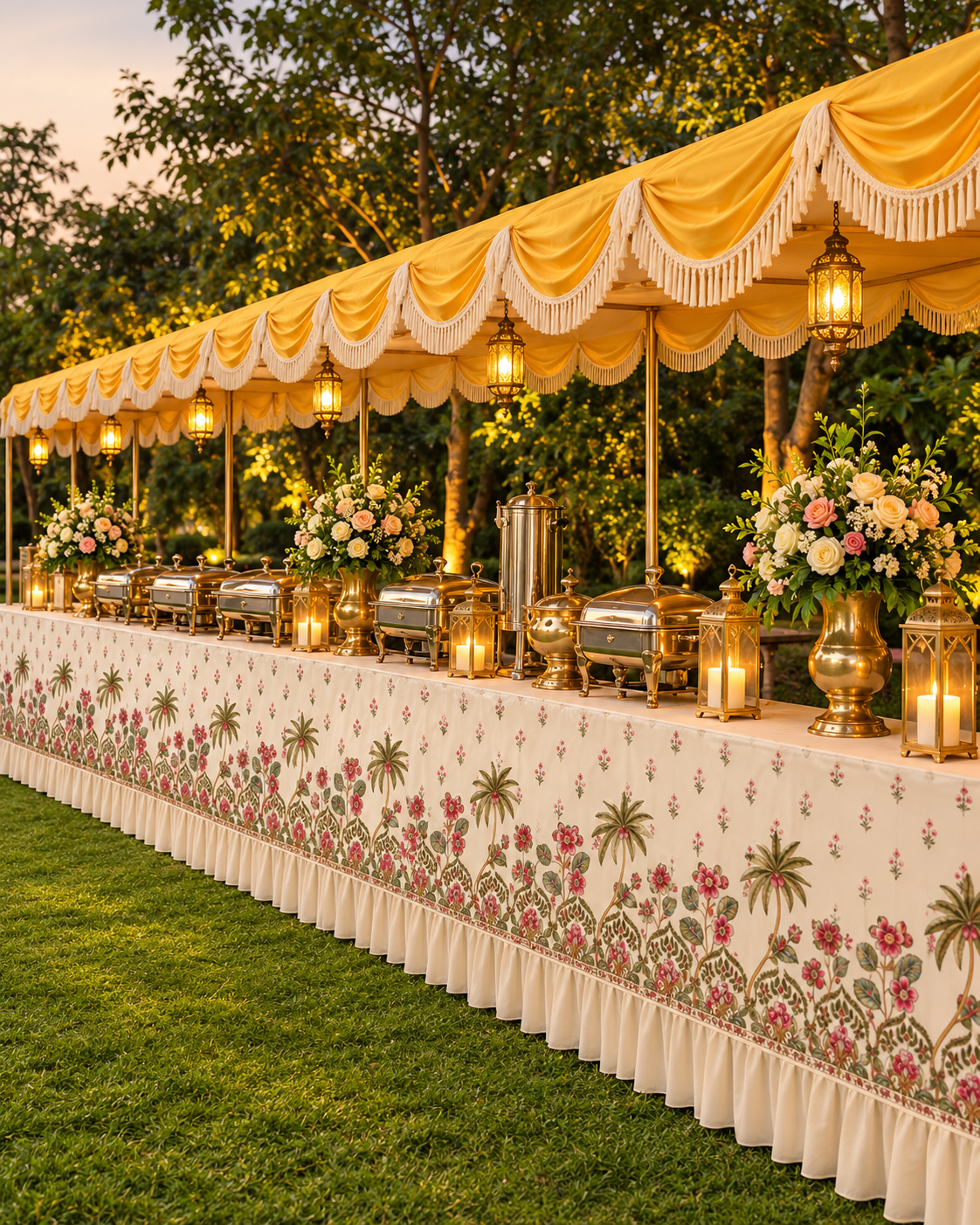 Golden Garden Wedding Buffet At Twilight