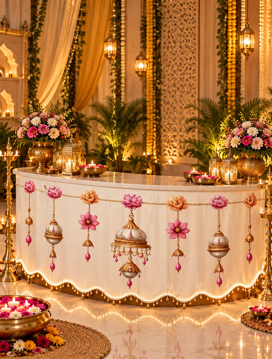 Golden Indian Wedding Altar Decor