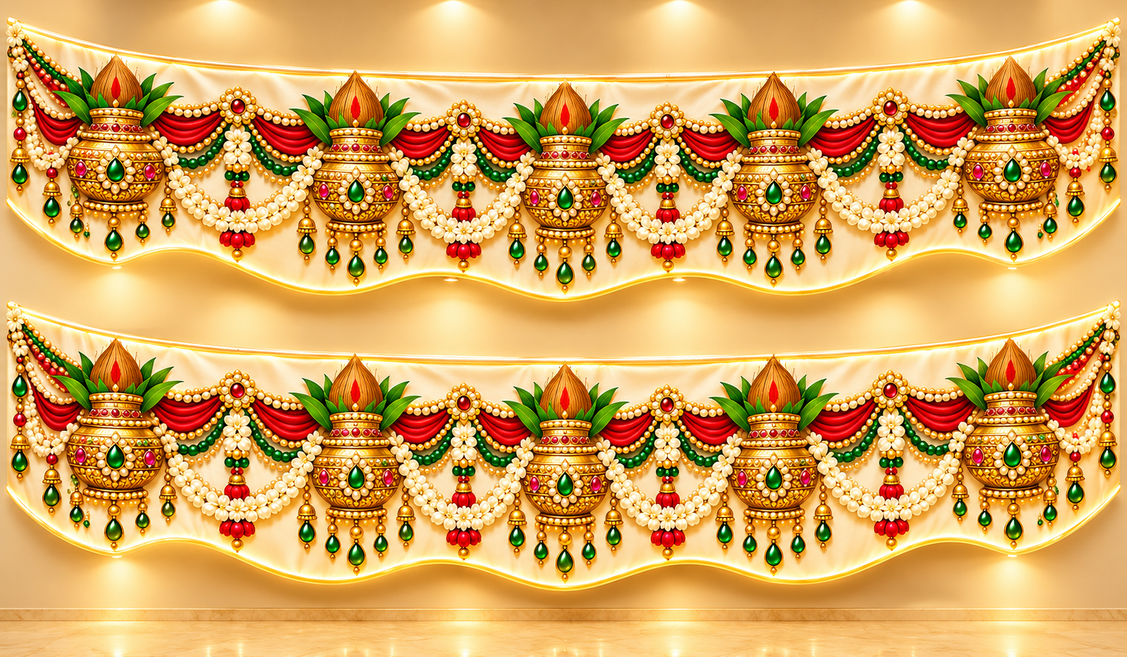 Golden Kalash Wedding Curtain Panels