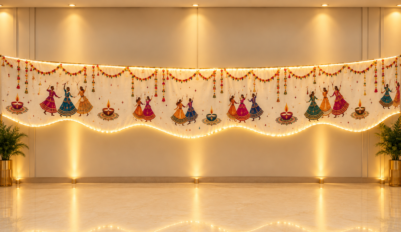 Illuminated Indian Festival Dance Backdrop