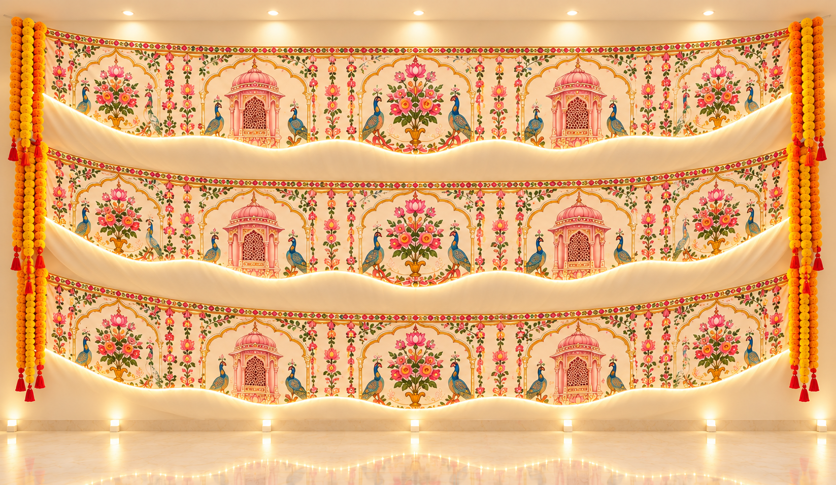 Illuminated Rajasthani Wedding Backdrop