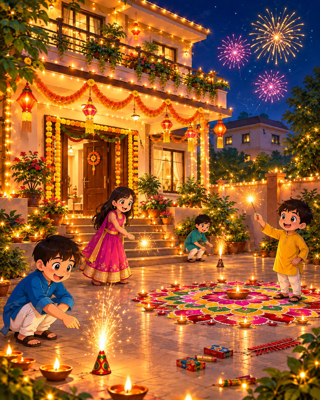 Joyful Diwali Night Celebration
