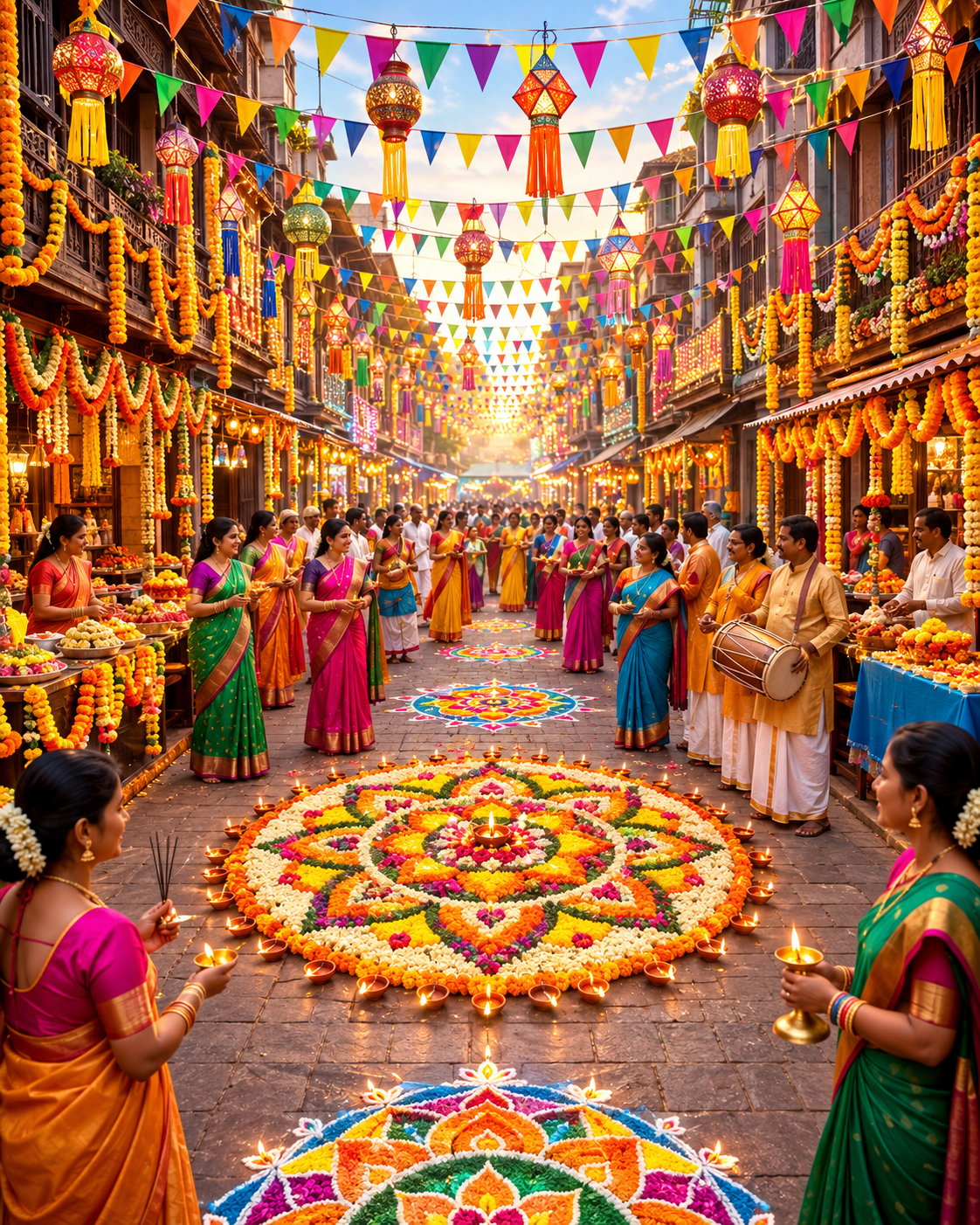 Lantern Lit Indian Festival Street