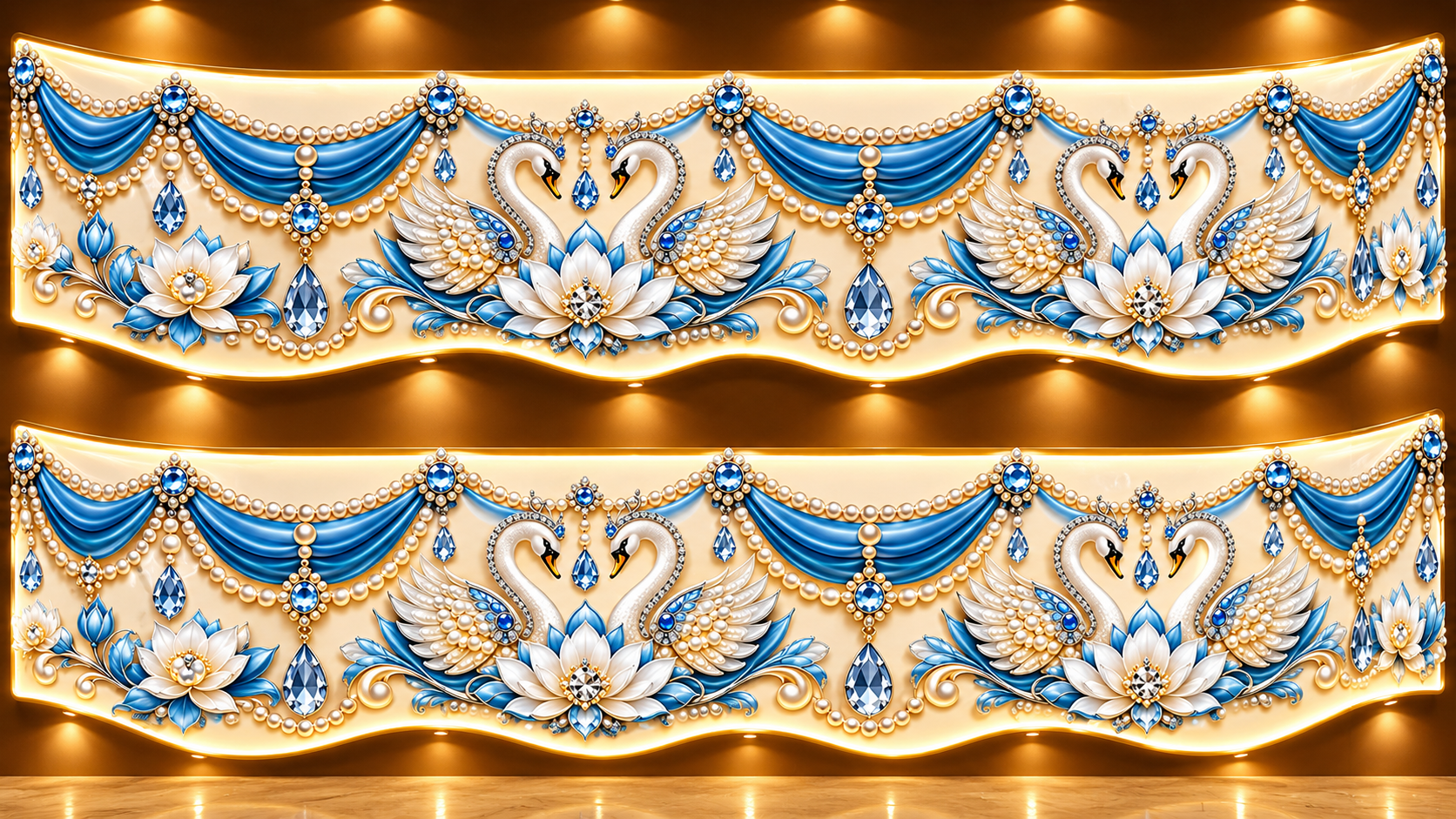 Luxurious Swan And Lotus Wedding Backdrop