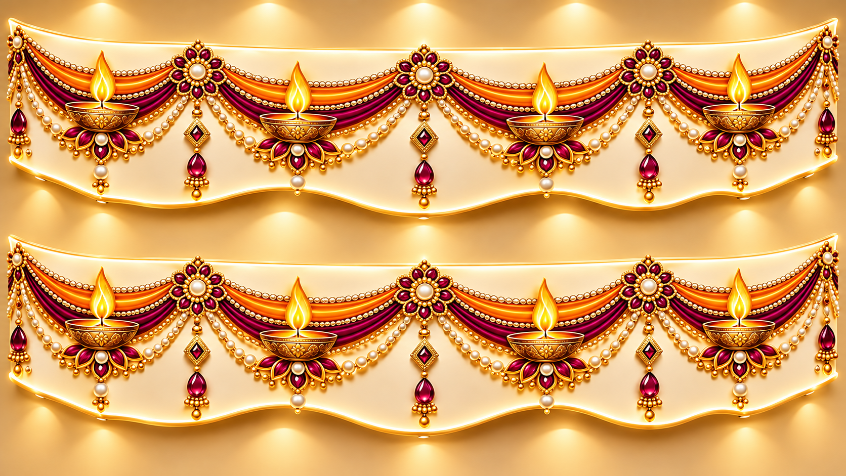 Luxurious Twin Diya Torans