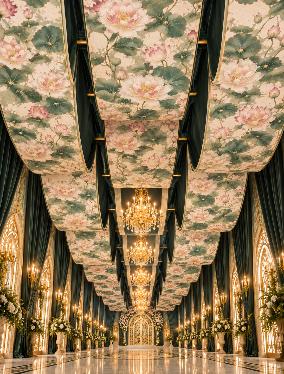 Opulent Lotus Canopied Palace Hall