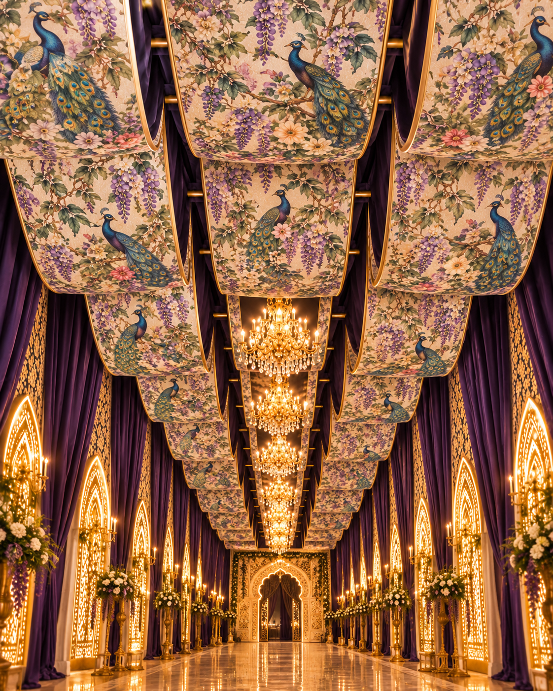 Opulent Peacock Palace Aisle