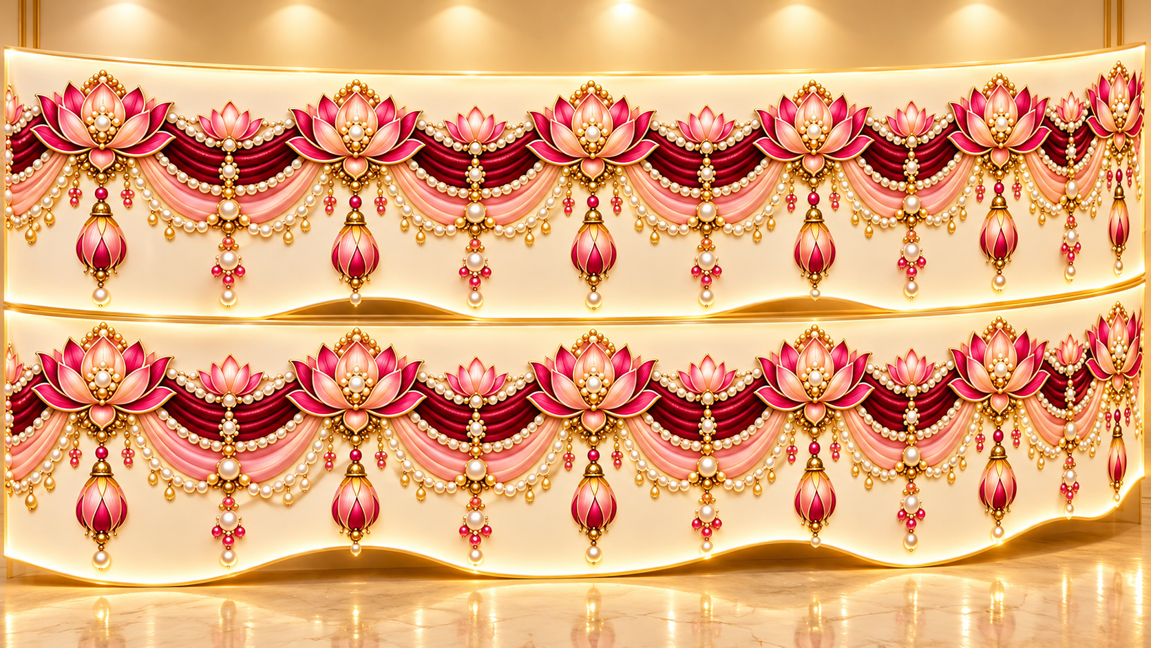 Opulent Pink And Gold Lotus Backdrop