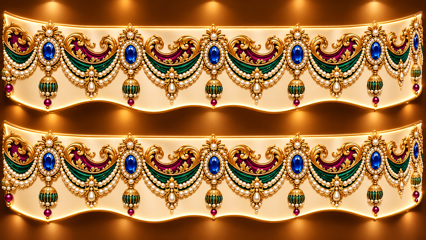 Opulent Sapphire Embellished Curtain Valances