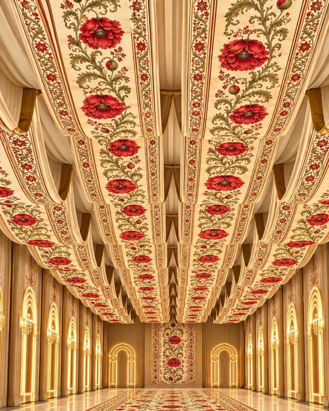 Ornate Floral Tapestry Ballroom