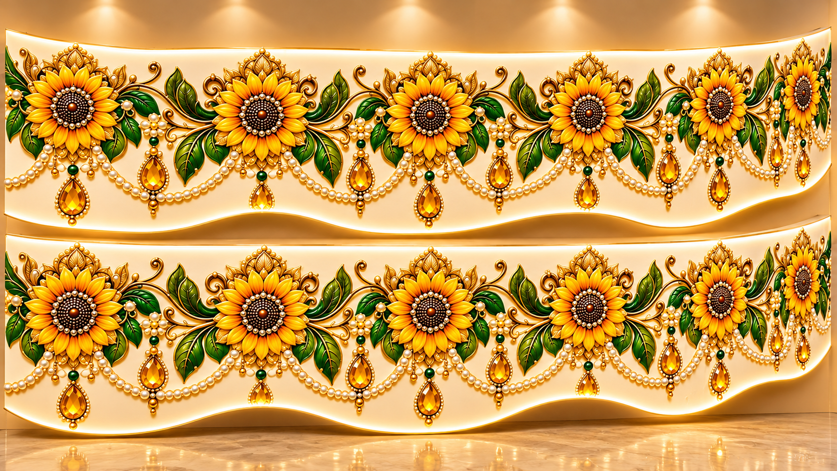 Ornate Golden Sunflower Toran Display