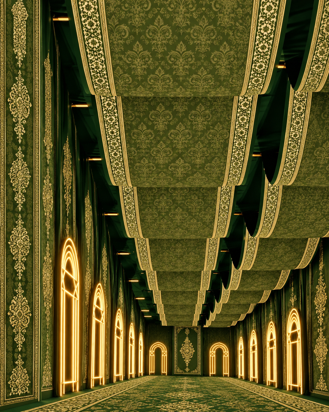 Ornate Green And Gold Hall