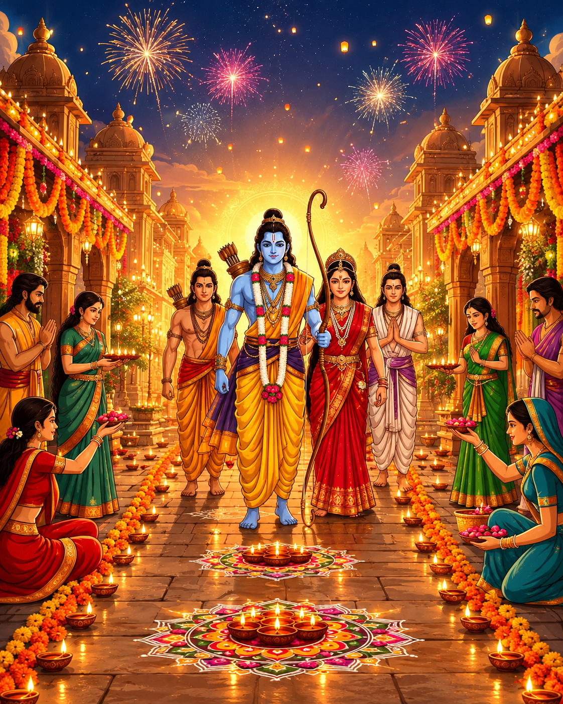 Radiant Diwali Procession At The Temple