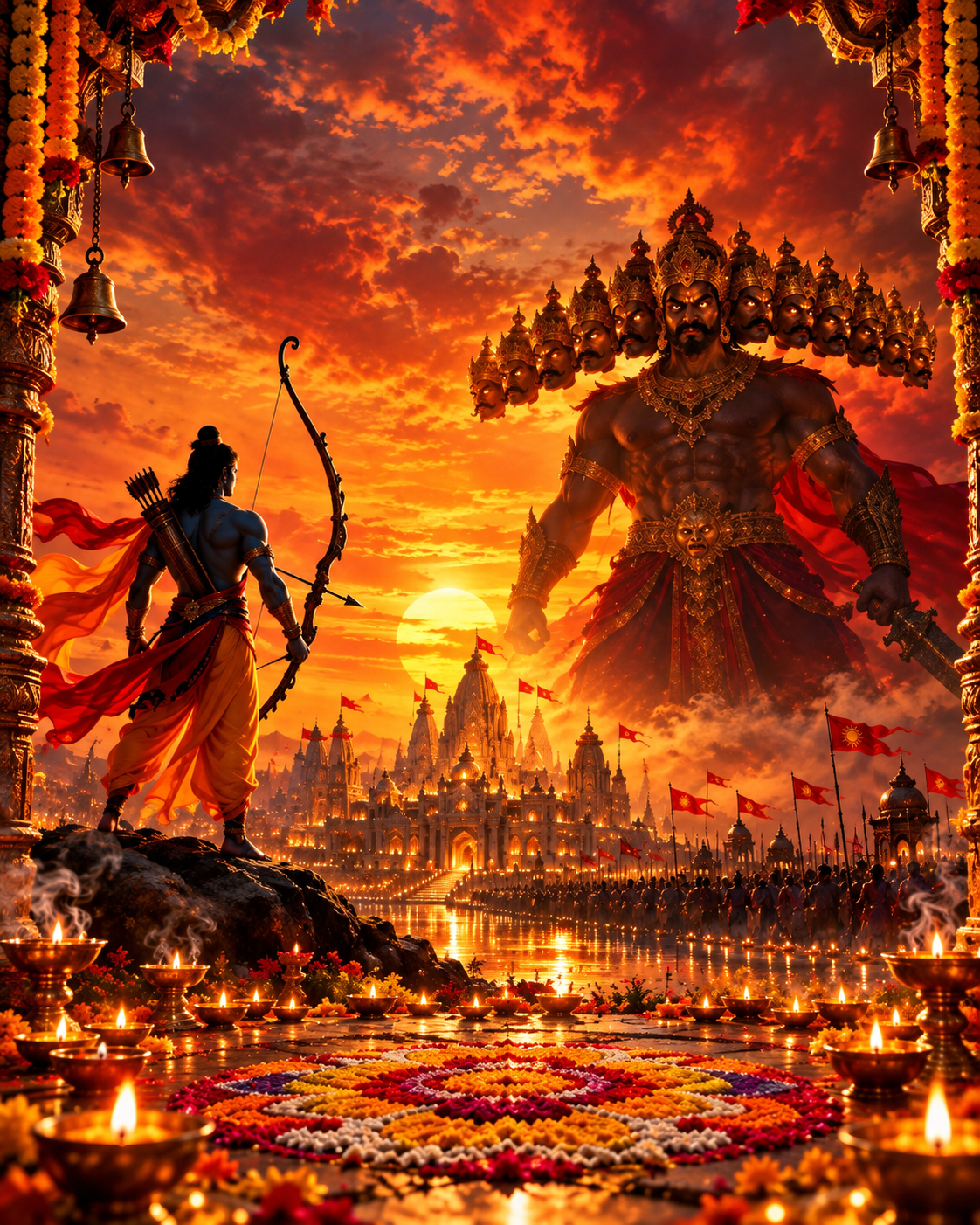 Rama And Ravana At Sunset