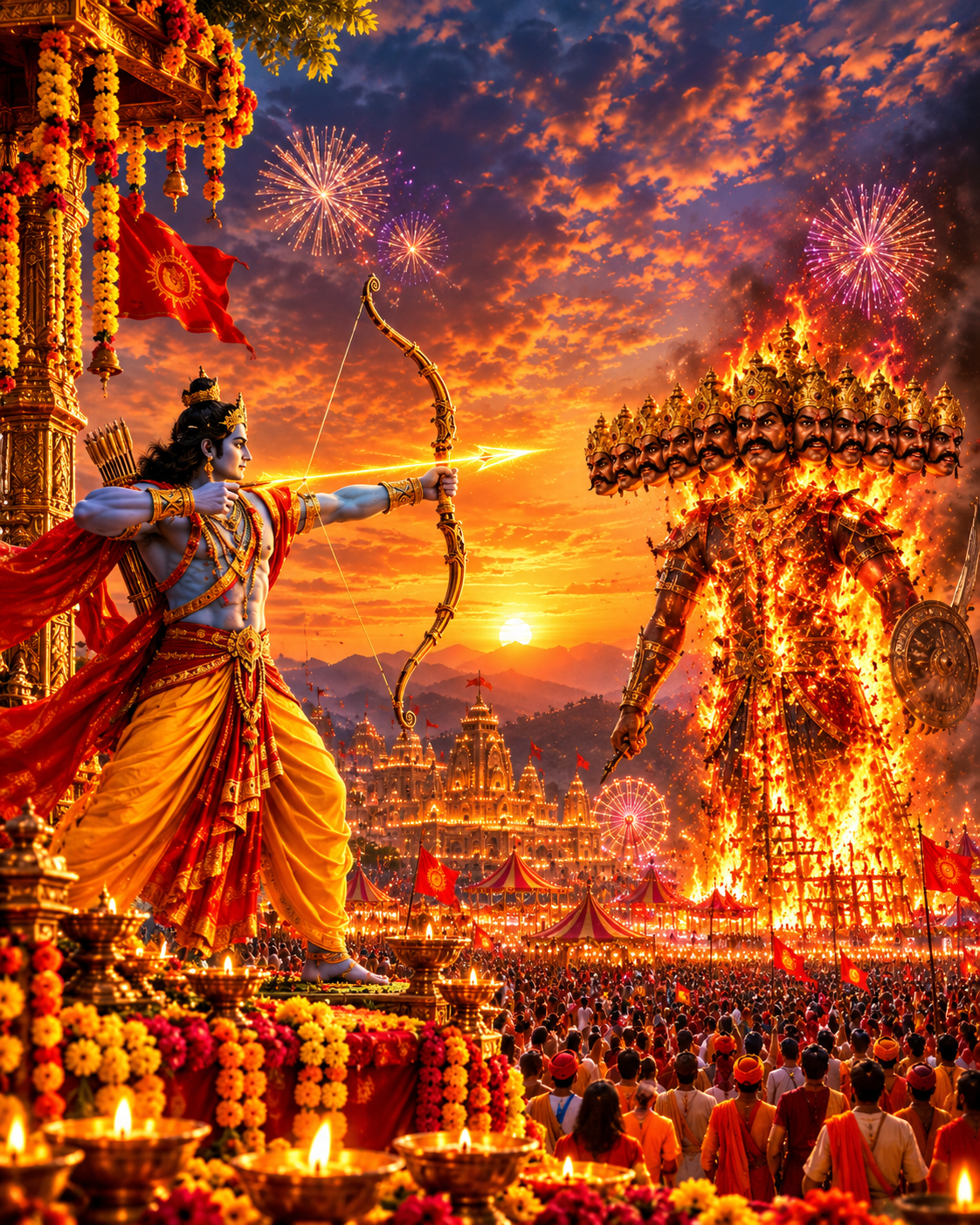 Rama Faces Ravana At Dussehra Sunset