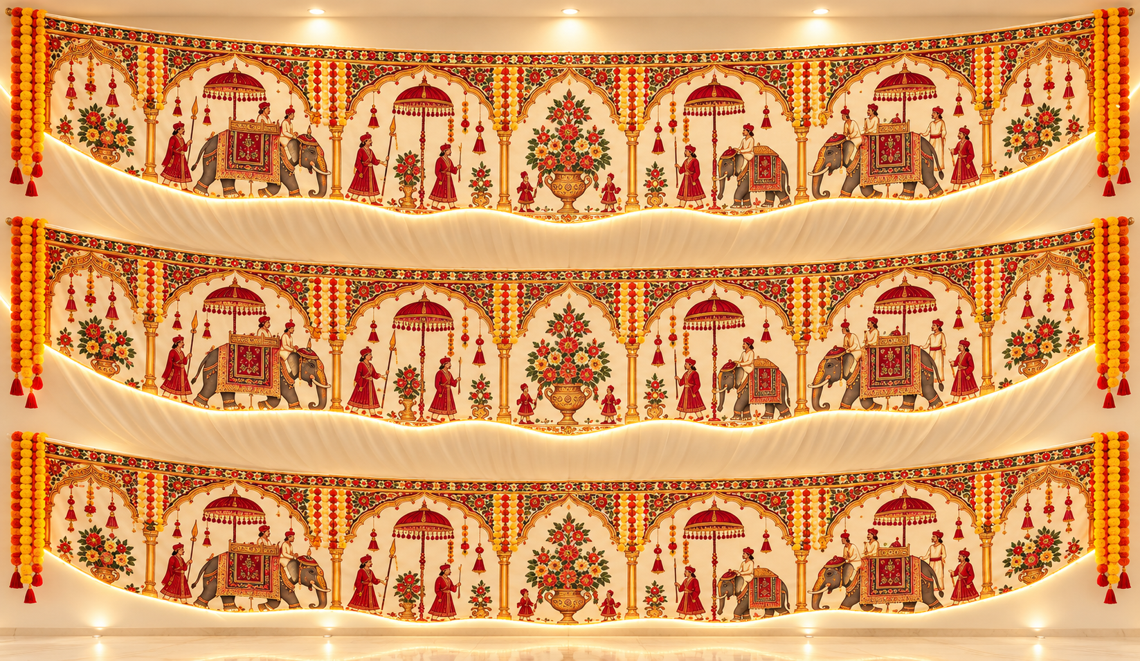 Symmetrical Royal Elephant Valance Display