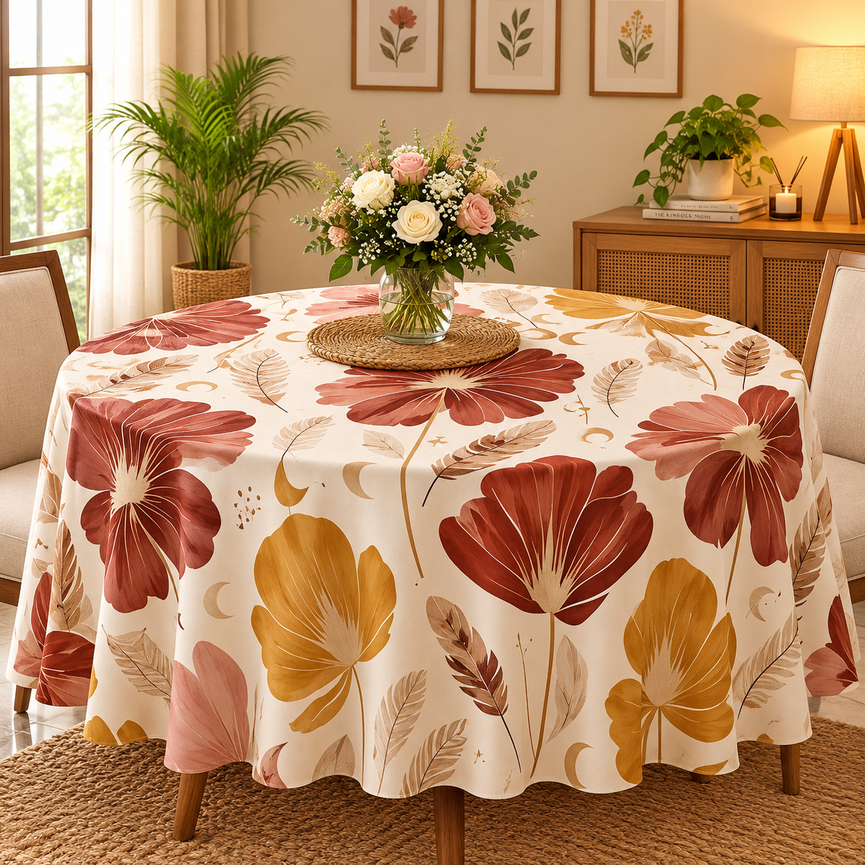 Warm Floral Dining Room Centerpiece