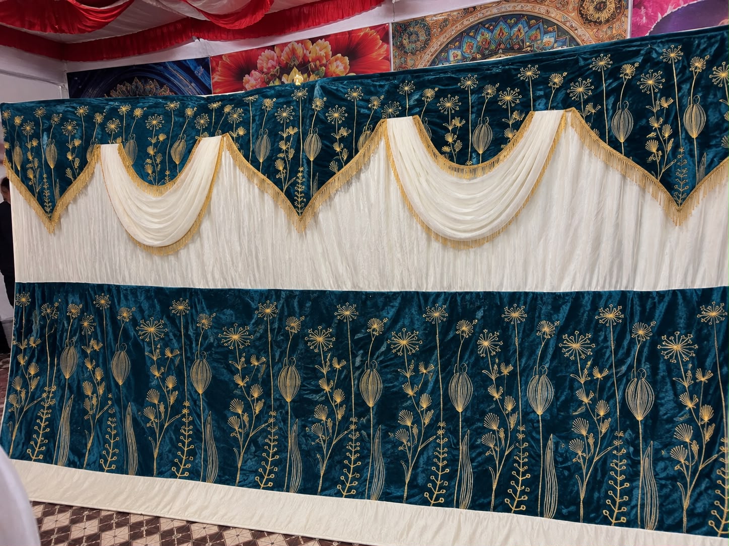 Shine blue-White Curtain