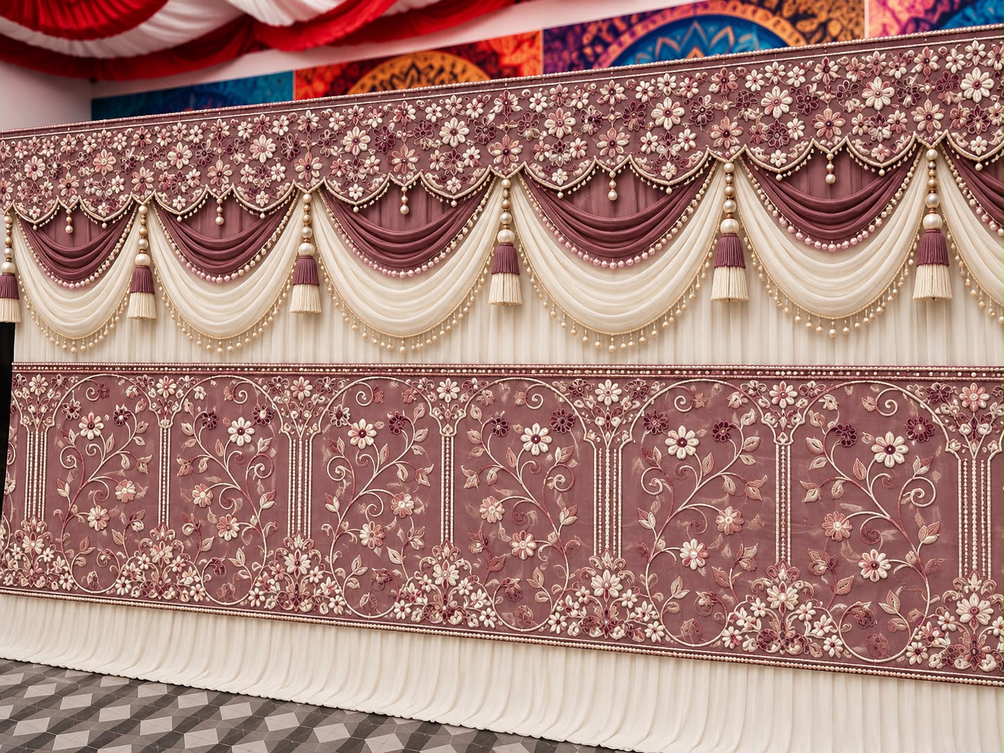 Peach-White Curtain
