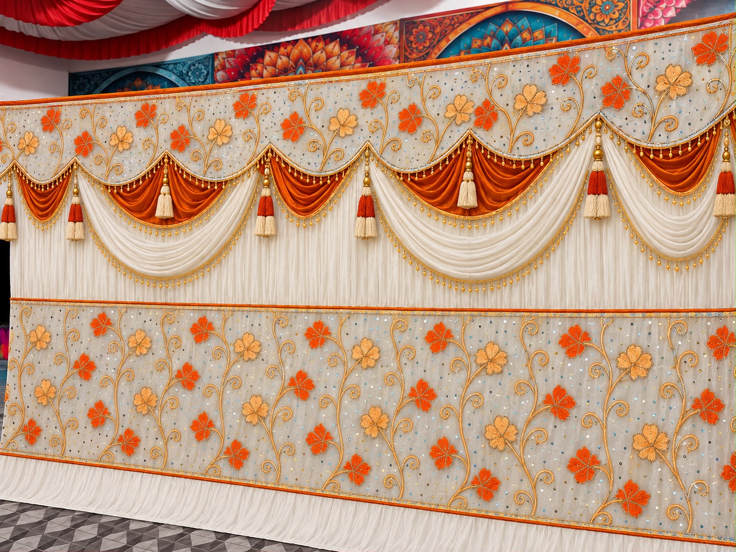 Orange-White Curtain